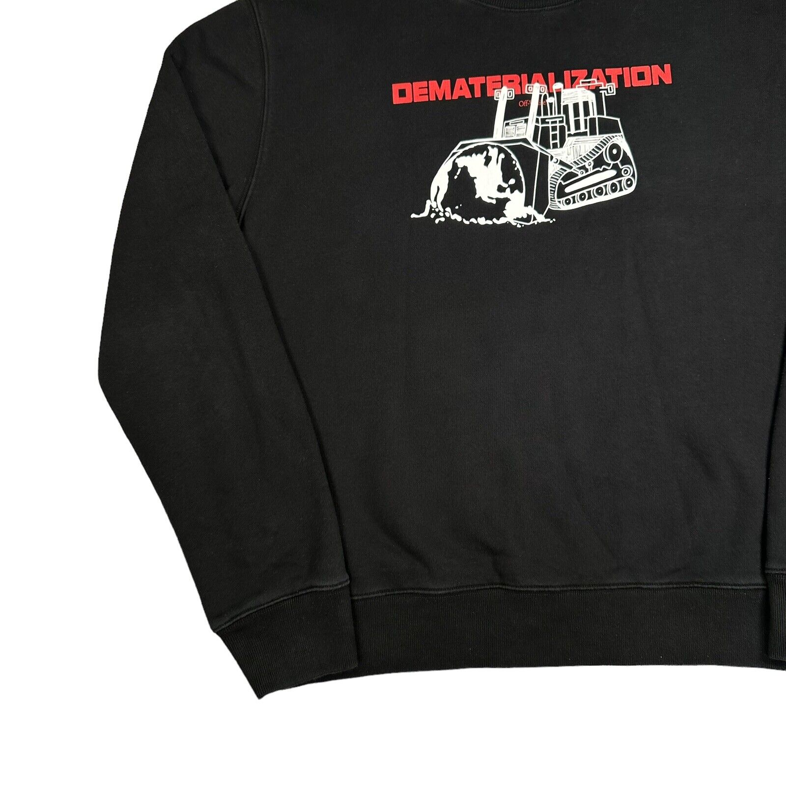 Off-White Size XL Sweatshirt Black Demateralization Bulldozer Graphic Print Logo