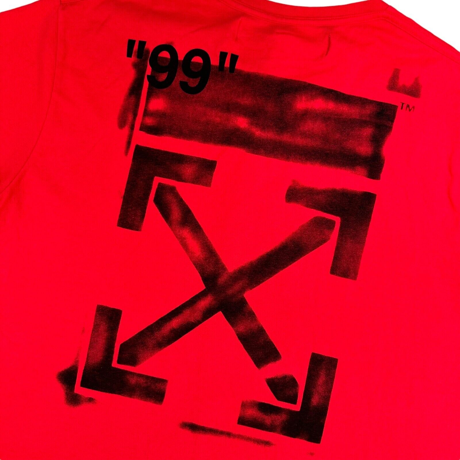 Off-White Size S Oversized T-Shirt Red Impressionism Logo Giant Arrows Logo Tee