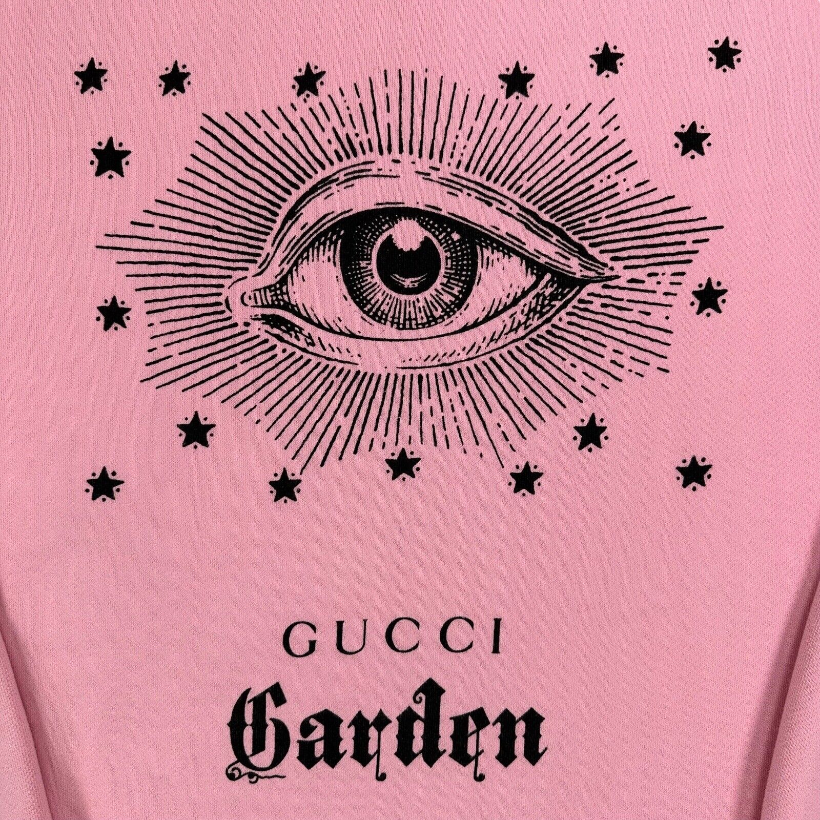 Gucci Size L Sweatshirt Pink Gucci Garden Eye Logo Stars Graphic Print Pullover