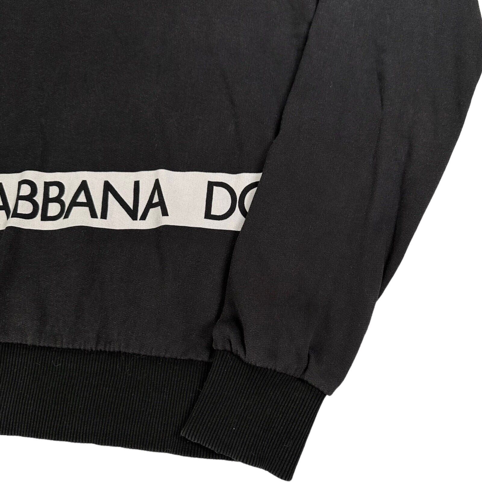 Dolce & Gabbana Size S Sweatshirt Black Tape Wrap Around Logo Crewneck Pull